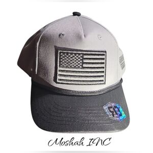 Runs Deep Men's Adjustable Snapback Hat Gray Black USA Flag Outdoor Casual
